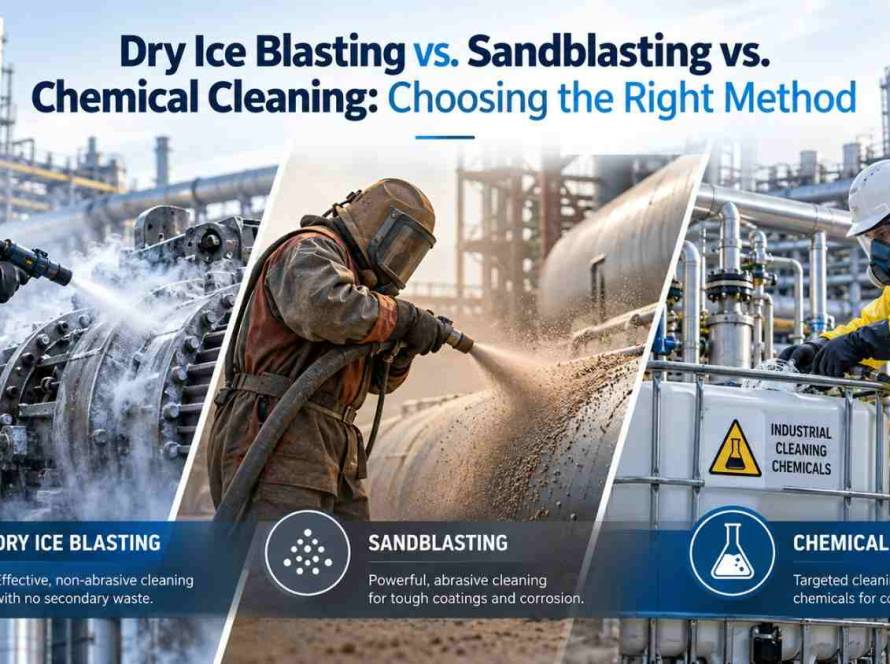 Dry Ice Blasting vs. Sandblasting vs. Chemical Cleaning: Choosing the Right Method for Industrial Equipment